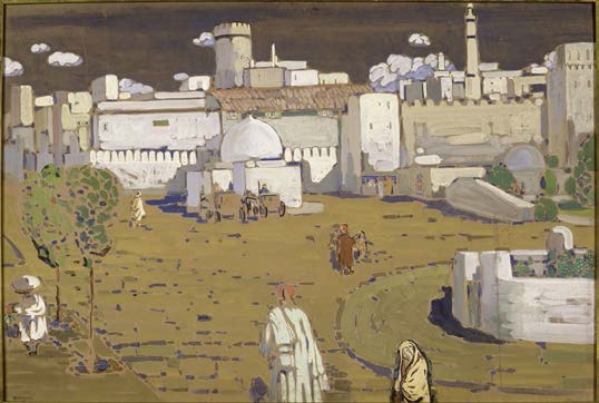 Vassily Kandinsky, Arabische Stadt [Ville arabe], 1905. Tempera sur carton, 67,3 . 99,5 cm. © Centre Pompidou, MNAM-CCI