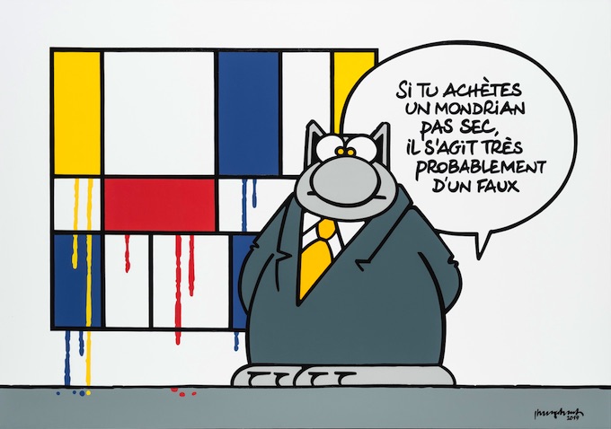 Philippe Geluck, Le Chat s’expose Avenue Matignon à la galerie Huberty & Breyne Paris, le 9/04/20