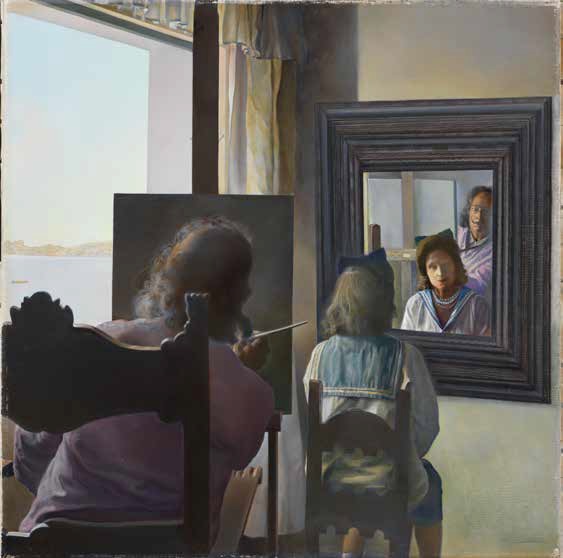 Salvador Dalí, Dalí de dos peignant Gala vue de dos éternisée par six cornées virtuelles provisoirement réfléchies par six vrais miroirs, huile sur toile, 1972-73