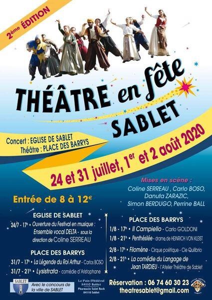 Théâtre en fête à Sablet (84) du 31 juillet au 5 août 2020