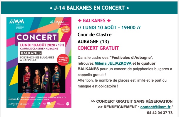 Balkanes en concert à Aubagne le 10 août 2020