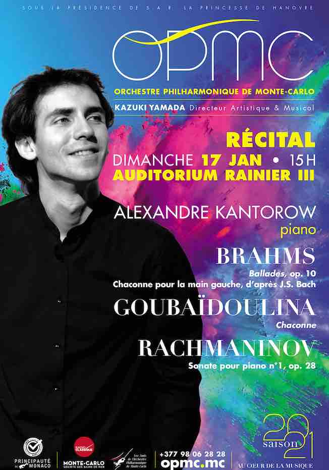 Monte-Carlo : Récital Alexandre Kantorow, piano, dimanche 17 janvier à 15h  à l'Auditorium Rainier III