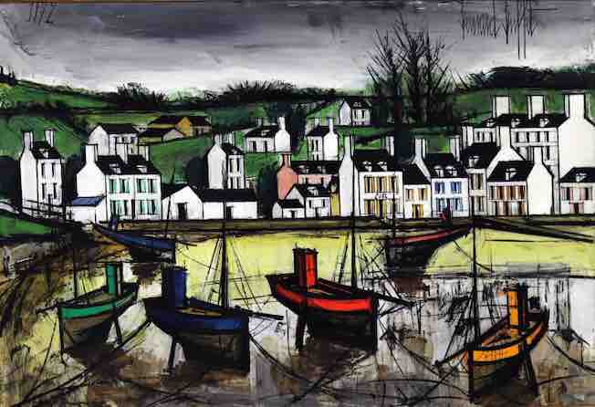 Bernard Buffet, Doëlan, la plage et le port, 1972, huile sur toile, 89 x 130 cm