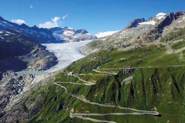 km 0 Suisse, Valais, Col de la Furka, Glacier du Rhône.