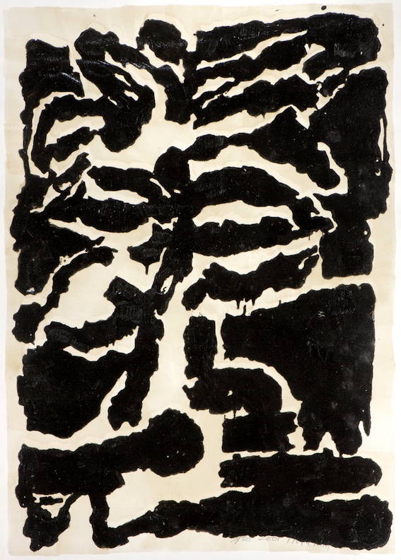 Jean-Pierre Pincemin. Empreinte , 2001. Grand bois tiré réhaussé, 166,5 x 119 cm.