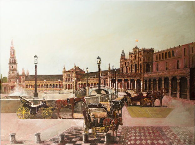 "Plaza de España, Séville". Huile sur toile. 130 x 97 cm.