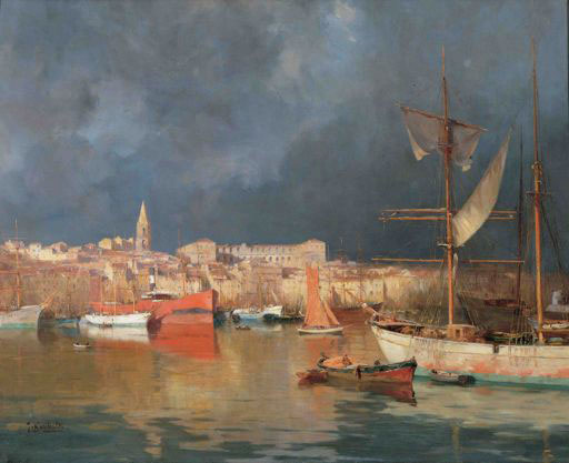 Joseph Garibaldi Effet d’orage au couchant sur le Vieux-Port, 1914 Huile sur toile, 100 x 122 cm Collection Fondation Regards de Provence
