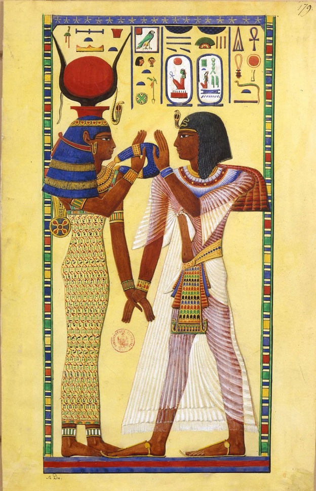 Jean-François Champollion. Monuments de l’Egypte et de la Nubie : Sethi Ier et Hathor (Voyage) BnF, département des Manuscrits © BnF