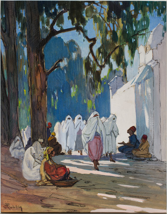 Pierre Roblin, Un vendredi, jour des femmes au cimetière arabe, Alger. Début XXe siècle.