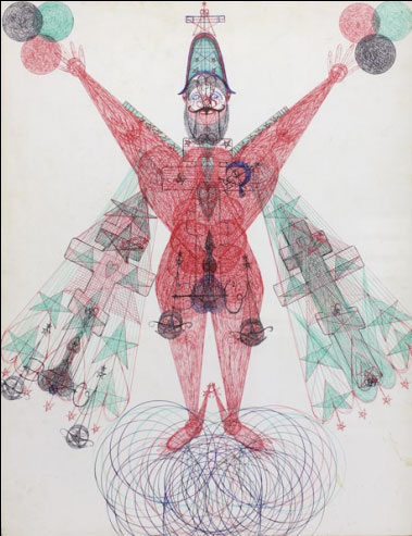 DOM031 | Janko Domsic, sans titre | circa 1975 | stylo bille sur papier | 63 x 49.5 cm