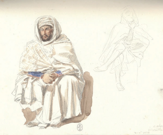 Anonyme. Arabes de Constantine, 8 mai 1839. Mine de plomb et aquarelle. H. 23,6 cm ; L. 33 cm @ Musée Condé