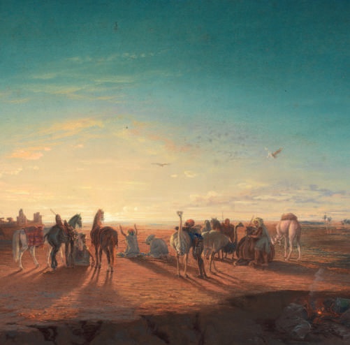 Capitaine Jean Fournier (1814-1854). La prière du matin dans le désert. Pastel ; H. 40 ; L. 72 @ RMN-Grand Palais Domaine de Chantilly-Philippe Fuzeau