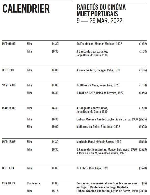 Raretés du cinéma muet portugais. Du 9 mars au 29 mars 2022 à la Fondation Jérôme Seydoux-Pathé