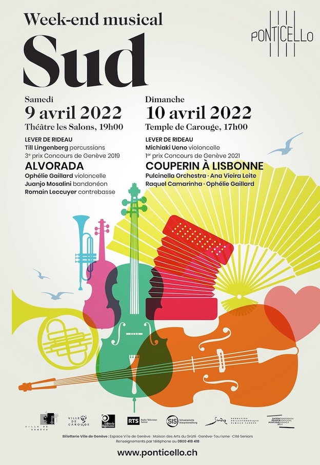 Partez pour le sud le week-end prochain sans quitter Genève ! Du violoncelle, du bandoneon, des percussions, etc.. Partez pour le sud le week-end prochain sans quitter Genève ! Du violoncelle, du bandoneon, des percussions, etc..