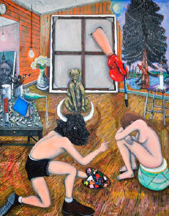 Tableau à la croix, 2013-2014 Huile sur toile 285 x 250 cm © Rebecca Fanuele Courtesy Galerie Patricia Dorfmann, Paris Tableau à la croix, 2013-2014 Huile sur toile 285 x 250 cm © Rebecca Fanuele Courtesy Galerie Patricia Dorfmann, Paris