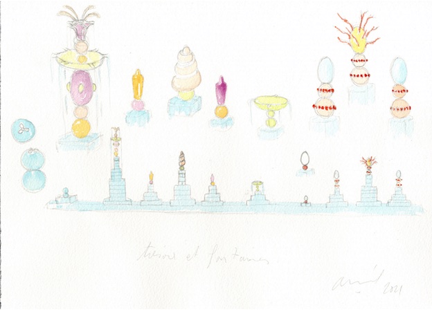 Jean-Michel Othoniel. Trésors et Fontaines. Aquarelles préparatoires pour le Rêve de l’eau © J-M Othoniel / Adagp.jpg