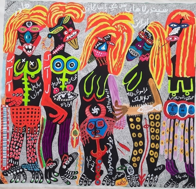 Mohammad Ariyaei "Personnages" 2022 Acrylique sur toile 170 x 165 cm