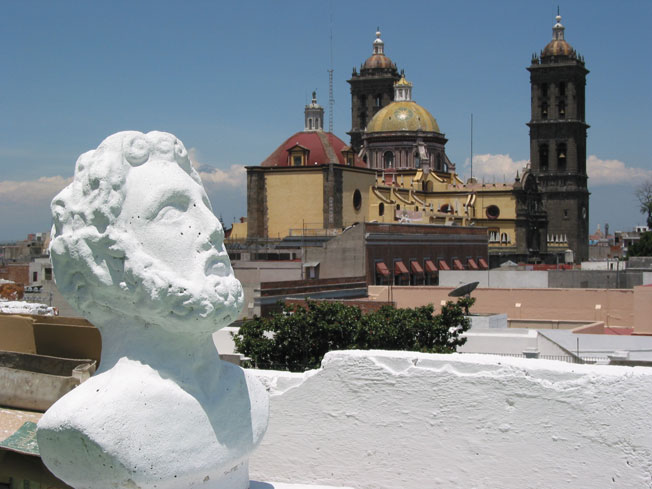 La cathédrale de Puebla vue du toit de l'hôtel Colonial © Pierre Aimar