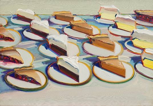 Wayne Thiebaud. Pie Rows, 1961, Huile sur toile, 55,9 x 71,1 cm, Collection de la Wayne Thiebaud Foundation