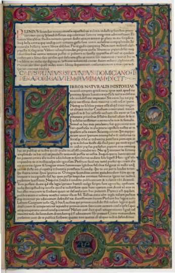 Pline l’Ancien (0023-0079), C. Plinii Secundi Naturalis historiae libri XXXVII. Édition de1469 © BnF, Réserve des livres rares