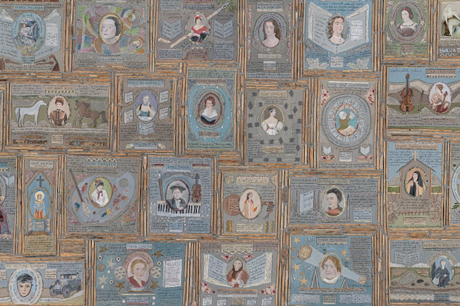 «Les femmes des siècles passés» (détail), Marie Morel, 1535cm x 116cm, 5 panneaux, 2015 à 2017