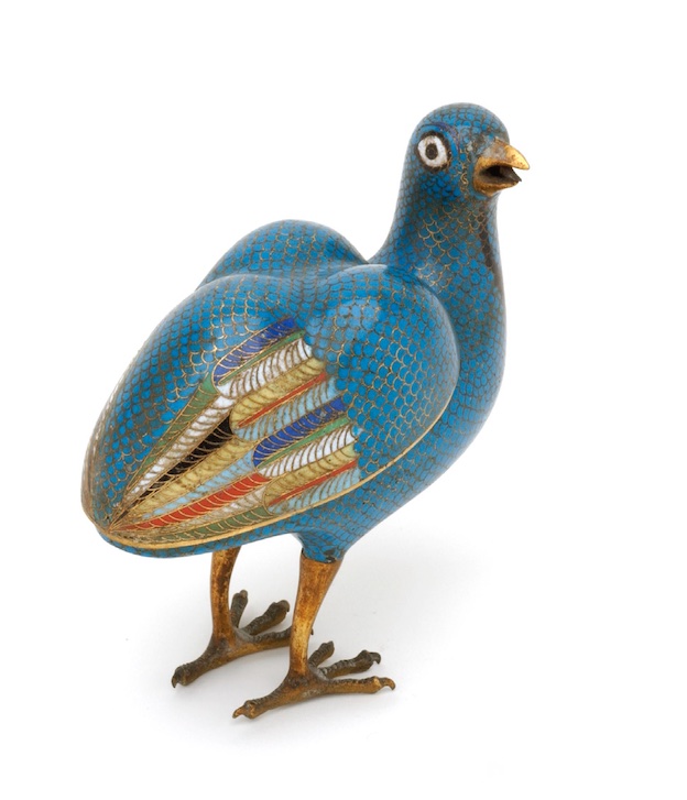 Perdrix choukar, Alectoris chukar Brûle-parfum Chine Période Kangxi, 17e siècle – 18e siècle Bronze, laiton, émail
