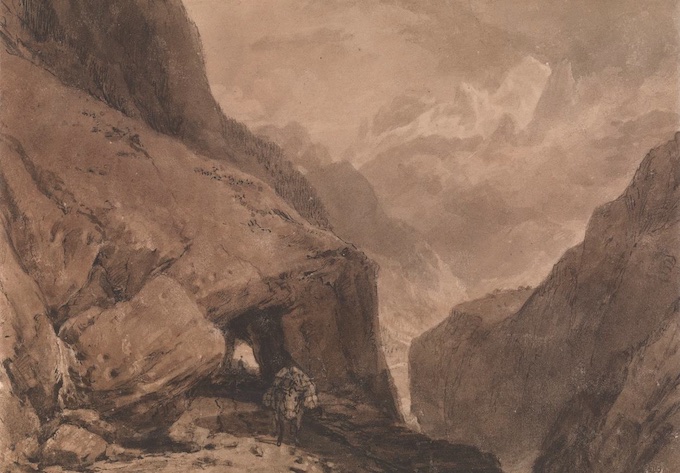 William Turner (1775-1851) Le Saint-Gothard, vers 1806-7 Aquarelle sur papier, dim. 18.4 x 26 cm Acceptée par la Nation comme part du legs Turner en 1856, , © Photo Tate