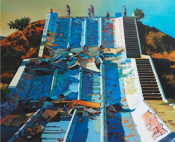 Komili « Sur les ruines d'Aérocity » 130x162cm. Huile sur toile. 2022
