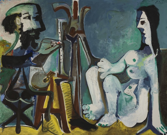 Pablo Picasso, Le peintre et son modèle, 28.3.1963. Huile sur toile, 130 x 162 cm. Nahmad Collection © Succession Picasso/2022, ProLitteris, Zurich Pablo Picasso, Le peintre et son modèle, 28.3.1963. Huile sur toile, 130 x 162 cm. Nahmad Collection © Succession Picasso/2022, ProLitteris, Zurich