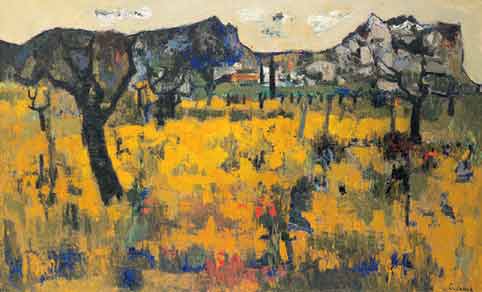 Raymond Guerrier, Alpilles , c.1955 Huile sur toile, 162 x 260 cm Musée Estrine © cliché Fabrice Lepeltier