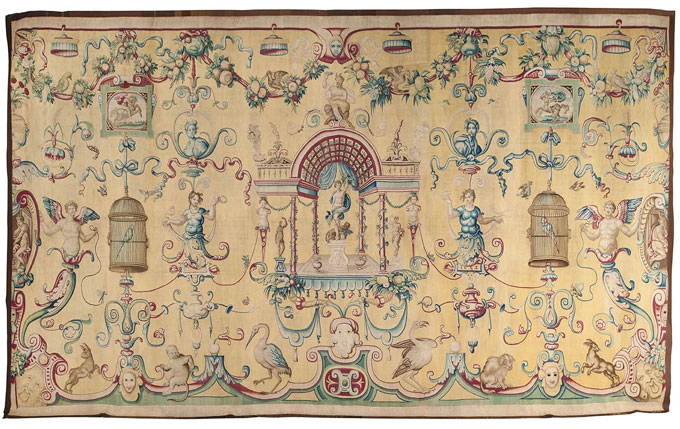 Grotesques sur fond jaune, tapisserie, Jean Rost Florence 1546/1560 Collection musée des Arts décoratifs, Paris, DR Grotesques sur fond jaune, tapisserie, Jean Rost Florence 1546/1560 Collection musée des Arts décoratifs, Paris, DR