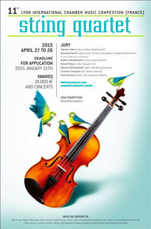 11e concours international de musique de chambre de Lyon, Quatuor à cordes, 22 au 26 varil 2015