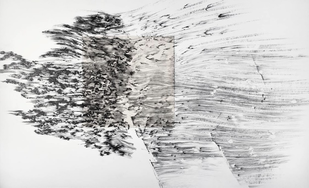 Les résonances du Glacier, IV. Dessin au graphite et fusain, 105x140 cm