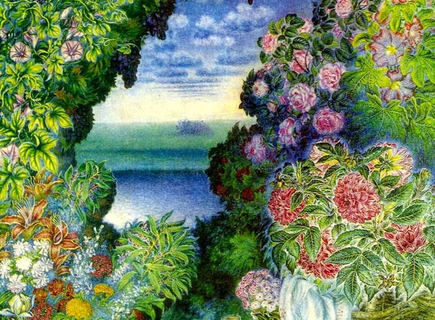 Kateryna Bilokour, Champ de ferme collective (détail), 1949, huile sur toile, musée national décoratif de l’Art ukrainien, Kiev