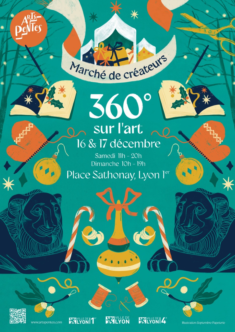 Lyon : marché de Noël Créateurs "360° sur l'Art". 16 & 17/12/23