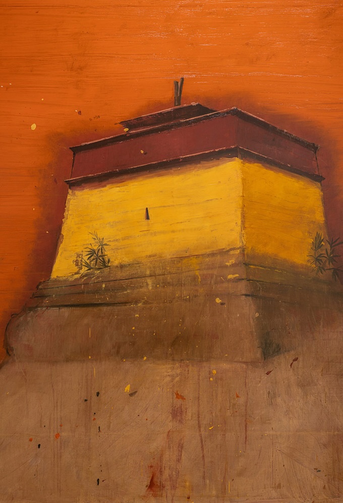 Falso peregrino, from The Series Tíbet 2022, detail, oil on canvas, 243 x 202 cm. Photo: Ela Bialkowska