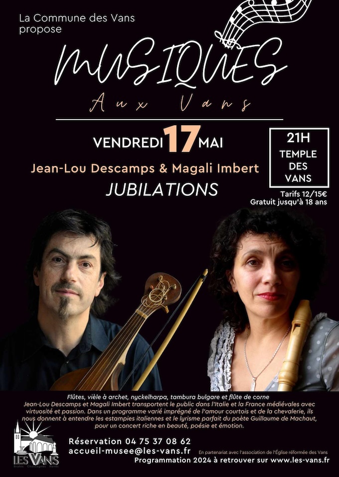 Musiques aux Vans. Jean-Lou Descamps et Magali Imbert. 17 mai 2024