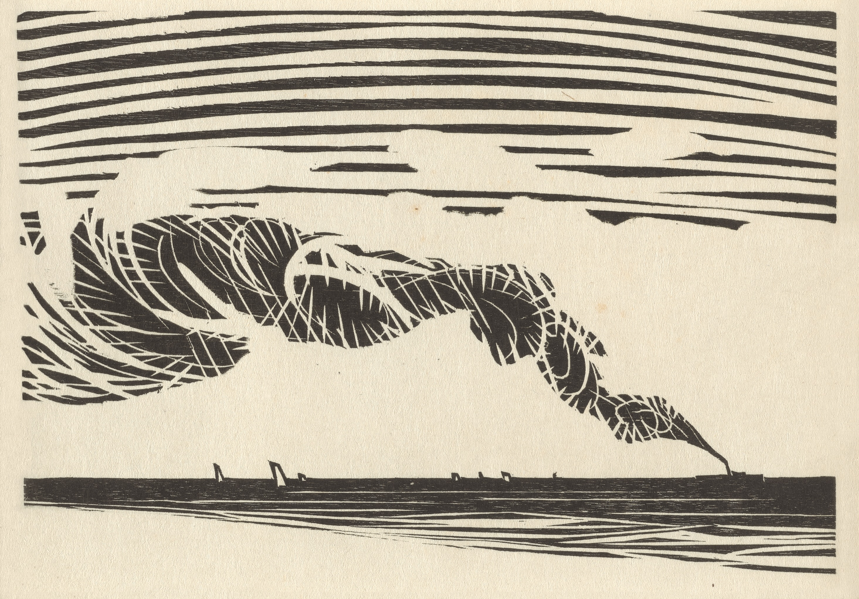Alfred Latour  La Mer ca 1920 Gravure sur bois 12.5 X 18.5 cm © Fondation Alfred Latour, Lausanne