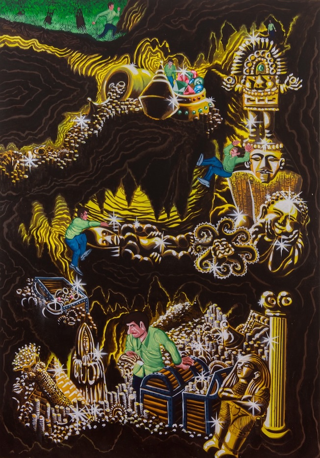 Hervé Di Rosa, Subterranean Treasure, 2019, Acrylique sur toile, 206 × 145 cm © Courtoisie de l'artiste et Templon