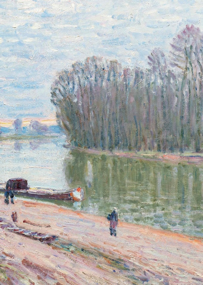 Alfred SISLEY (1839-1899), Bords du Loing, e°et du matin (détail), 1896, Huile sur toile, 60,3 x 73,1 cm © Collection Nahmad Alfred SISLEY (1839-1899), Bords du Loing, e°et du matin (détail), 1896, Huile sur toile, 60,3 x 73,1 cm © Collection Nahmad