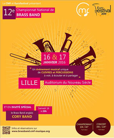 12e Championnat National de Brass Band à Lille du 16 au 17 janvier 2016