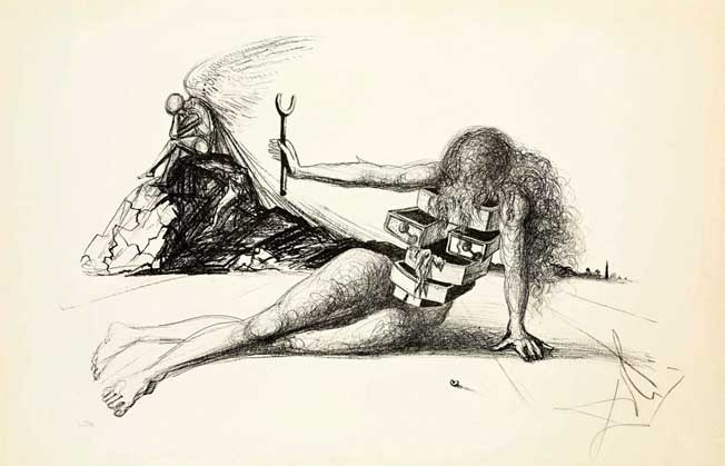 Cité des tiroirs 1965 Editions Sidney Z. Lucas Lithographie en noir Planche numéroté bas gauche 102/150 Signée bas droite 635 x 965 mm Prestel 1145 © Claude Germain © Salvador Dalí, Fundació Gala-Salvador Dalí / ADAGP, Paris, 2015 Cité des tiroirs 1965 Editions Sidney Z. Lucas Lithographie en noir Planche numéroté bas gauche 102/150 Signée bas droite 635 x 965 mm Prestel 1145 © Claude Germain © Salvador Dalí, Fundació Gala-Salvador Dalí / ADAGP, Paris, 2015