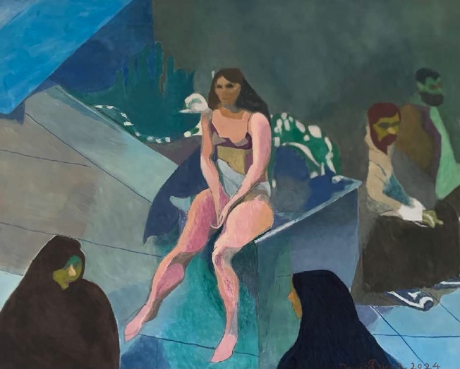 Denis Prieur, « La persane »,2024, 100X81cm, tempéra-encaustique & huile