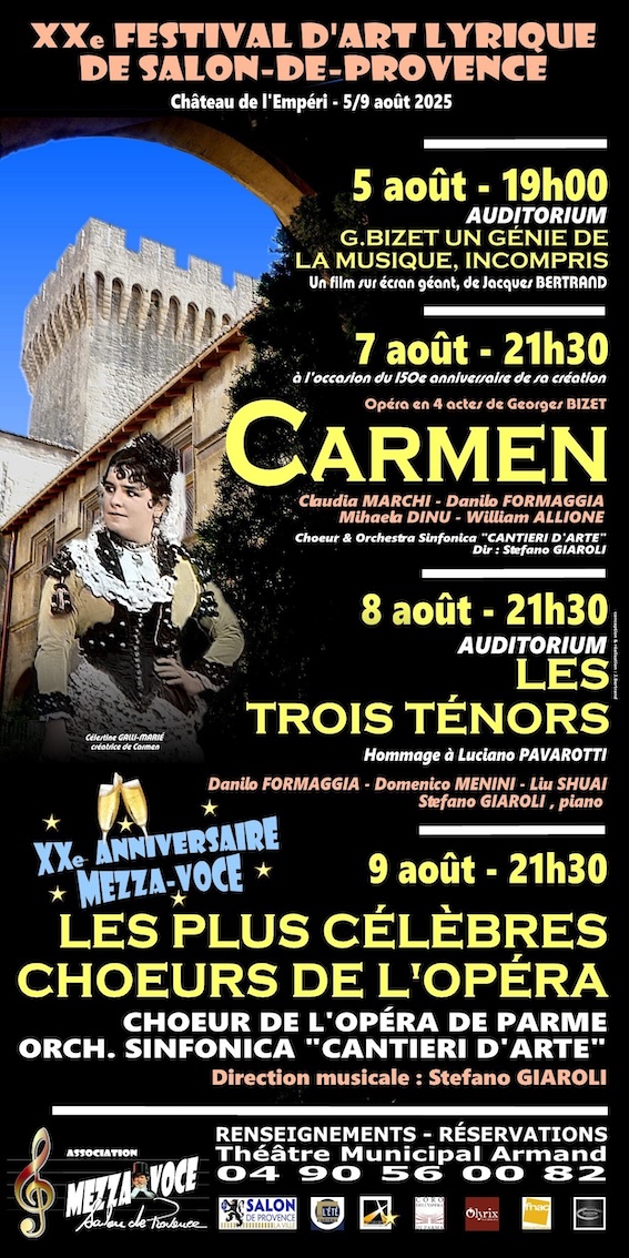 Salon de Provence : Festival d'art lyrique les 5, 7, 8 & 9 Août 2025