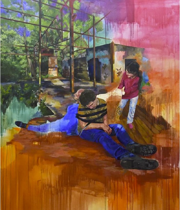 Charline Bourcier Prévention et maîtrise du risque environnemental acrylique sur toile 200 x 180 cm 2021
