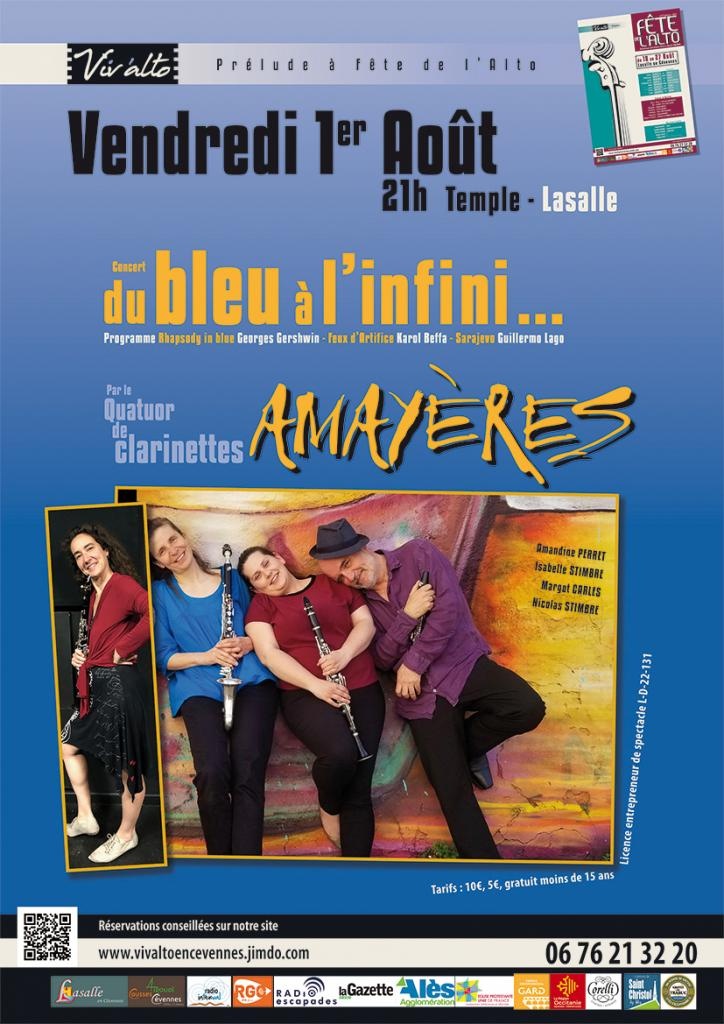 Lasalle, Gard : Concert en prélude à la Fête de l’Alto Du bleu à l'infini... le 1er août 2025