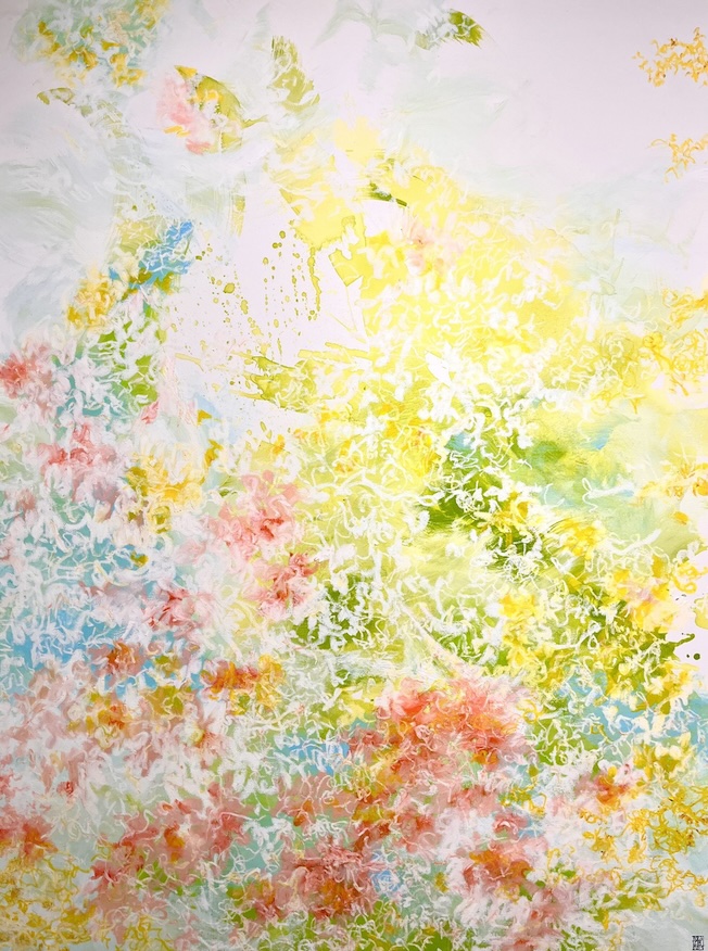 Dora Vital.  Entre ciel et terre 1, 2025. Huile sur toile, 130 x 97 cm