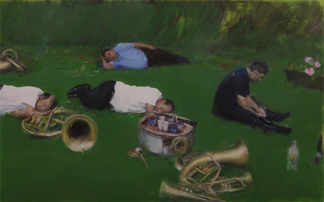 Florin Stefan, The Sleep, 2014, huile sur toile, 170 x 270 cm. Du 25 mars au 7 mai 2016