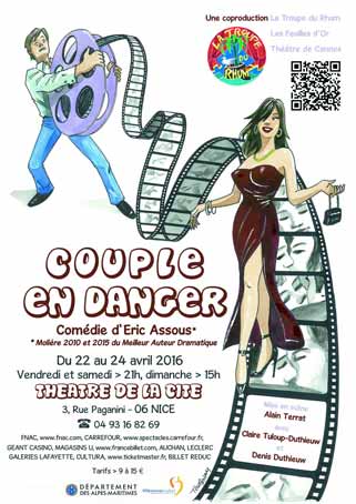 "Couple en Danger", comédie d’Eric Assous à Nice au Théâtre de la Cité, du 22 au 24 avril 2016