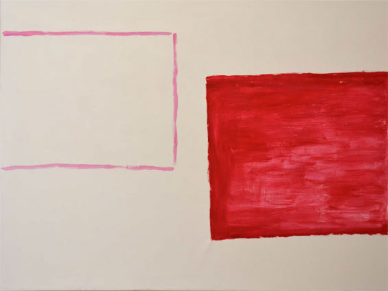 Didier Demozay, trait rose-rouge, 150 x 200 cm, acrylique sur toile, 2013